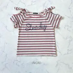 INGNI/半袖Tシャツ/M/白×赤×紺/マリンボーダー/肩リボン/オフショルのサムネイル