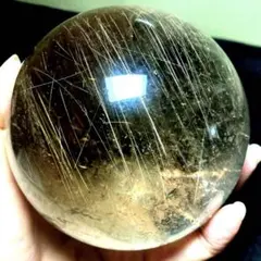 超特大 80mm ゴールドルチルクォーツ 丸玉 スフィア 金針水晶 - メルカリ