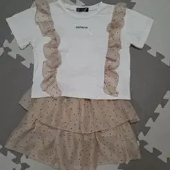フリル　Tシャツ 120　ドット　フリル　チュール　セットアップ