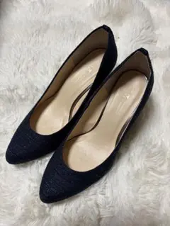 23区 パンプス ネイビーラメ 23.5