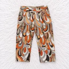 美品✨ミッシェルクラン クロップドパンツ オレンジ 幾何学柄 サイケデリック M