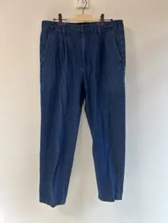 MUJI無印良品 木の実から作ったカポック混デニムワンタックパンツ Lのサムネイル