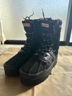 HUNTER ブラック スノーブーツ 裏地付き 25センチ ハンター スノー