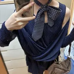 ネイビー ドット セットアップ