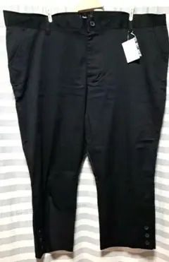 プラスサイズ=W120・ブラックカジュアルクロップドパンツ