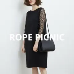 ロペピクニック　レーススリーブワンピース　膝丈　ドレス　冠婚葬祭　フォーマル