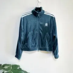 【adidas】トラックジャケット ブルーグリーン ベロア素材