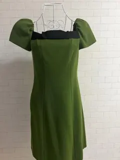 フォクシーグリーン 半袖 ワンピース パフスリーブ