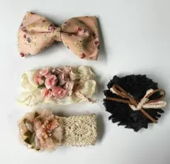 バレッタ　4種セット 花飾り　リボン　レース　フラワー