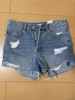 H&M デニムショートパンツ ダメージ加工 EUR38