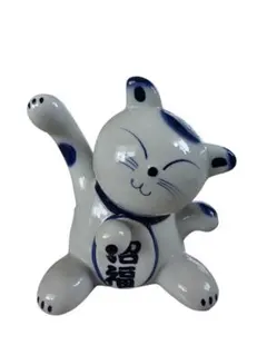 美品　右手を高く上げた招き猫　招福