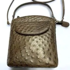 ほぼ未使用　オーストリッチレザー 本革 ショルダーバッグ　手提げとしても活用