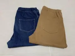 無印良品　濃い青デニムパンツと茶色ストレッチパンツ　2枚セット　150サイズ