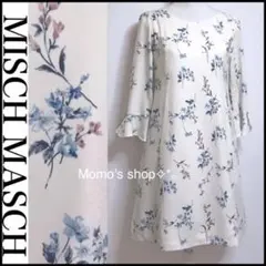 〖未使用に近い・新品同様〗淡いフラワープリント ビジュー ワンピース