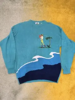 LACOSTE ゴルフ刺繍 ニット セーター ターコイズ