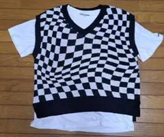 RODEO CROWNS チェック柄 Vネックニットベスト・Tシャツセットのサムネイル