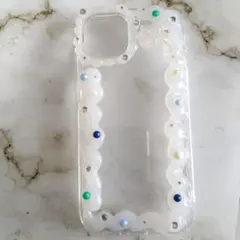 ホイップデコ　デコ電　うねうね　透明　iPhone15ケース