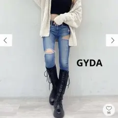 GYDA SIDE RIPPED スキニーデニムパンツ　アイスブルー