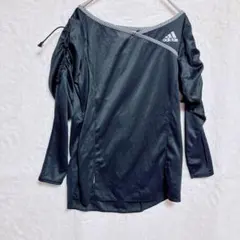 アディダス　 ブラック長袖トップス　吸汗速乾 スポーツウェア　黒