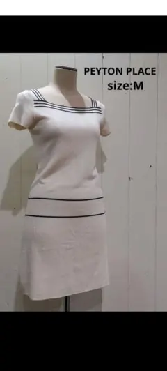 ペイトンプレイス ニットワンピース 白 ホワイト ネイビーＭ マリン チュニック
