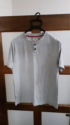 EDWIN グレー ヘンリーネック Tシャツ