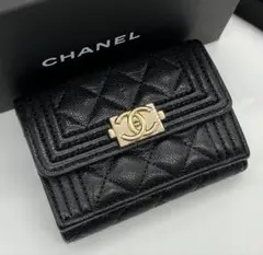 ⭐️ 極美品 ボーイ シャネル コンパクトウォレット 折り財布 ブラック キャビア