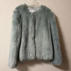 Bershka ライトブルーファーコート Sサイズ
