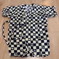 ベビー甚平 チェック柄 動物プリント80cm