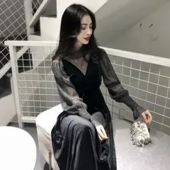 エレガント ブラック パーティードレス お呼ばれドレス❣️週末限定お値下げ❣️