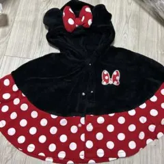 ミニーマウス風 ポンチョ 黒と赤の水玉　70〜90