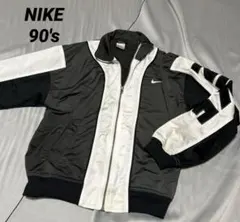 90s NIKE トラックジャケット 刺繍袖 メンズ ブラック × ホワイト