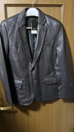 新品タグ付きLIUGOO ダークブラウン レザージャケット 01332DBRL