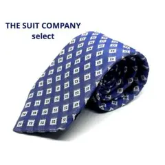 THE SUIT COMPANY select ネクタイ　ブルー　スクエア小紋
