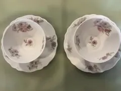 リモージュ花柄 ティーカップとソーサーセット2客　R.Leclair