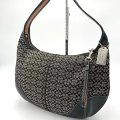 美品✨COACH コーチ ミニシグネチャー ショルダーバッグ 三日月型 ブラック
