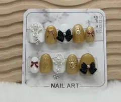 ネイルチップ Sサイズ ゴールド ホワイト マグネットネイル リボン