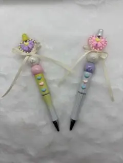 ハート型装飾付きボールペン イエロー