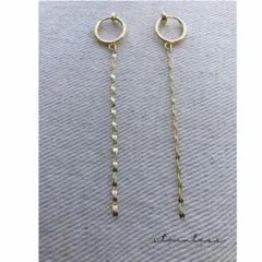 再販サージカルステンレス☆ゴールドペタルチェーンフープイヤリング