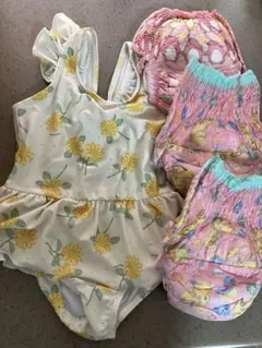 ひまわり柄水着とおむつセット
