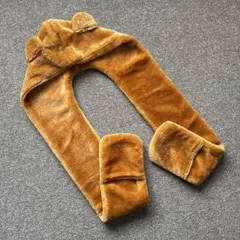 くま耳フードマフラー(ポケット付き)