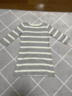 ユニクロ　ボーダーワンピース　チュニック　M グレー　M 七分袖