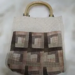 パッチワークデザイン トートバッグ、難あり、持ち手に。