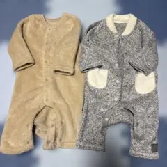 あったかベビー ロンパース 60-70cm ベージュ　グレー　２枚セット
