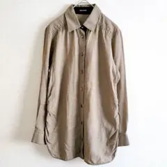 コムサデモード　シャツ　前開き　両袖口ゴム　ブラウン　千鳥格子柄　9 羽織り