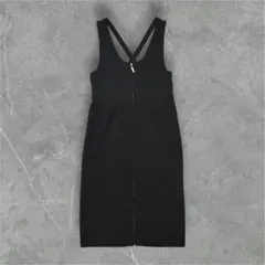 キャミワンピース フロントジップ ブラック M 古着 ノームコア シンプル