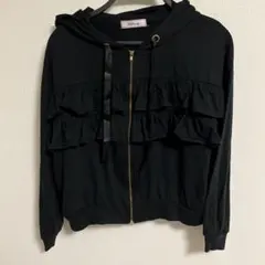 新品 Ank Rouge フリル ジップアップ パーカー ブラック