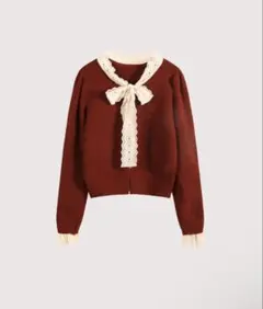 1度着用 セルフォード【WEB限定】デタッチャブルレースカラーカーディガン セルフォード CELFORD デタッチャブルリボン＆カラーカーディガン