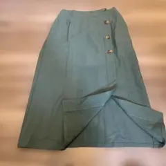 グリーン ロングスカート 春夏秋シーズン