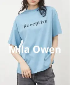 ミラオーウェン　Mila Owen ロールアップ1段ロゴTシャツ　ブルーのサムネイル