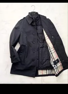 バーバリー 4way ステンカラーコート ダウン ライナー ノバチェック 黒 M